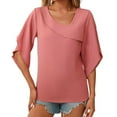 thumbnail image 7 of Easter Shirts Beach Vacation Clothes for Women Plus Size 3Xl Womens Tops Puff Short Sleeve Shirts Pleated T Shirts Dressy Casual Business Trendy Summer Tunic Blouse Womens Shirts Plus Size 18-20, 7 of 7