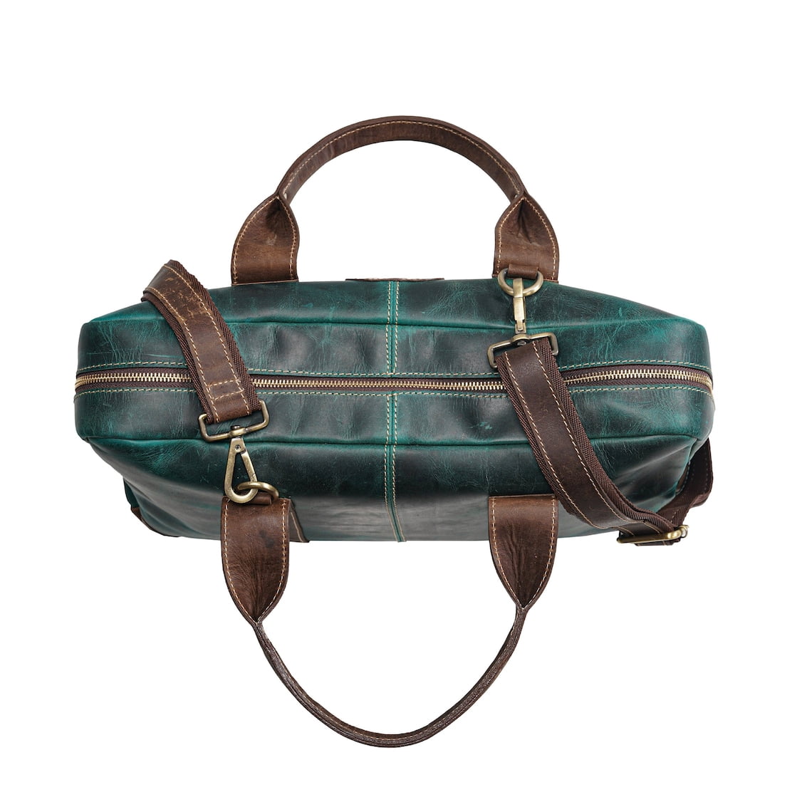 Leather Messenger Bag 16" Laptop Briefcase, Green Handbag Best Gift for Men