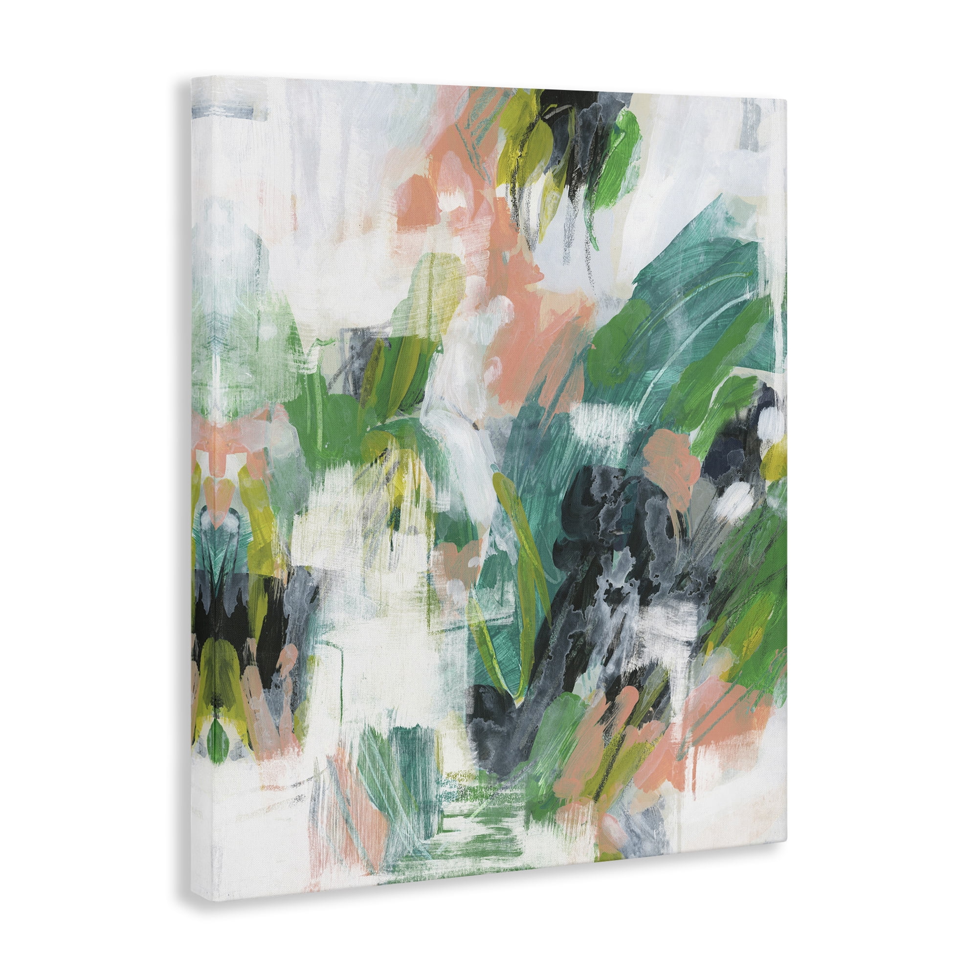 Stupell Industries Chaotic Green Paint Strokes Abstract Painting Gallery Wrapped Canvas Art Print Wall Art, 30 x 40