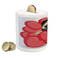 thumbnail image 2 of Pug Piggy Bank, Valentines Inspired Dog Drawing with Giant Hearts and Pet Hand Drawn, Ceramic Coin Bank Money Box for Cash Saving, 3.6" X 3.2", Red Black Pale Brown, by Ambesonne, 2 of 4