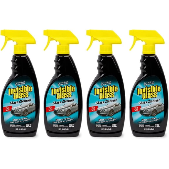 Invisible Glass 92164-4PK Premium Glass and Window Cleaner for Auto and Home Cleans Glass, Windows, Windshields, Navigation Screens, Streak-Free, Ammonia-Free, Tint-Safe, 22 Fl Oz, Pack of 4