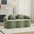 thumbnail image 4 of SOULART 66.93" Loveseat Sofa, Green Curved Cream Couch with Round Armrest, Compression Design with 2 Pillows, No Assembly Required for Small Spaces, 4 of 11
