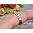 thumbnail image 2 of Glaring Staggering Ring 2 Carat Champagne Diamond Moissanite Engagement Ring Solid 10k Rose Gold 6mm Round Cut Gemstone Promise Ring Bridal Ring Set, 2 of 5