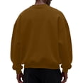 thumbnail image 4 of Nokdvo Men's Crewneck Casual Sweatshirt Long Sleeve Solid Color Sweatshirts Crewneck New X Decoration Shirts Loose Causal Lightweight Fall Winter Clothing,Brown L, 4 of 4