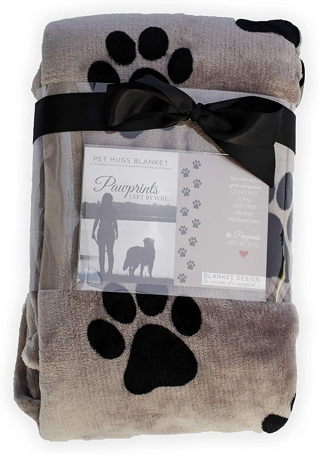 Pawprints Left by You Pet Memorial Blanket with Heartfelt Sentiment