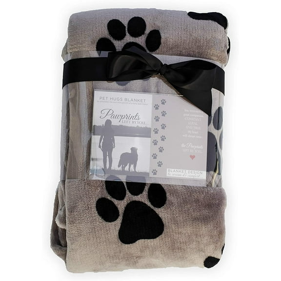 Pawprints Left by You Pet Memorial Blanket with Heartfelt Sentiment - Comforting Pet Loss/Pet Bereavement Gift
