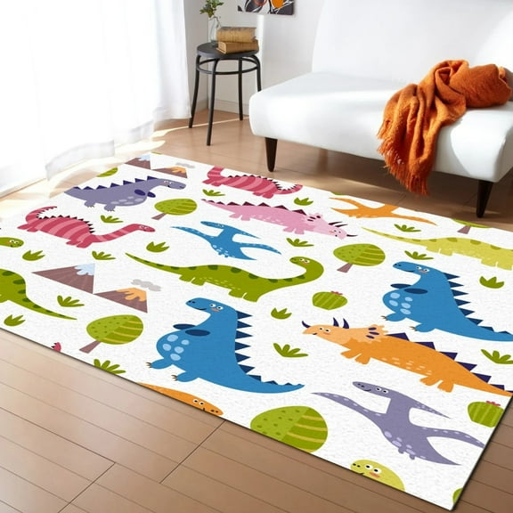 Cartoon Dinosaur Area Rugs Lovely Dinosaur Carpet For Boys Kids Cute Animal Carpet Dinosaur Rugs For Boys Bedroom Living Room Bedroom Kitchen Playing Room 4' x 5'