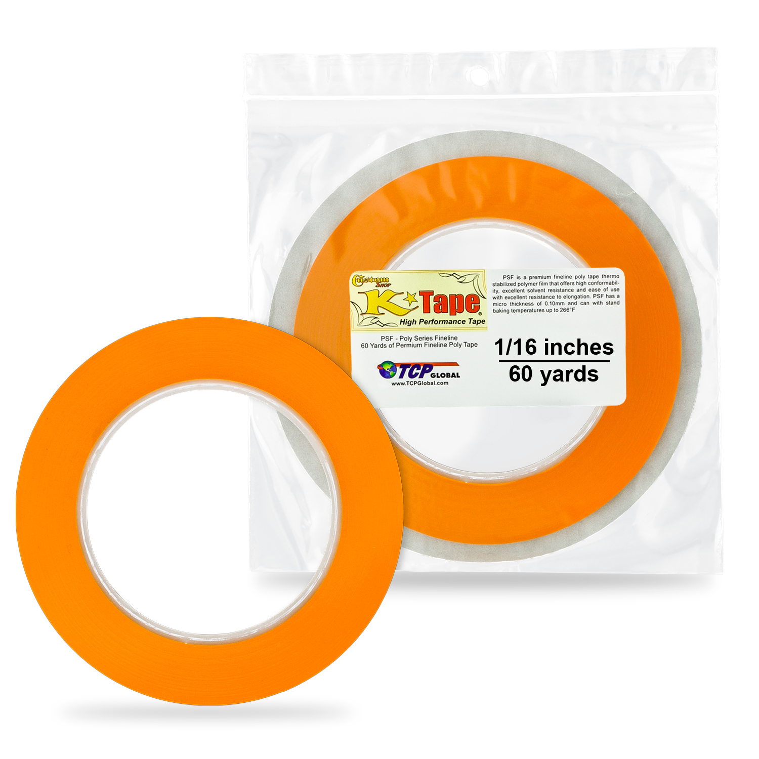 Custom Shop 1/16 Fine Line Tape Fineline Masking Tape Polytape Orange 1
