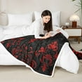thumbnail image 4 of Manfei Victorian Damask Throw Blanket for Couch 60x80, Vintage Baroque Floral Plush Blanket, Black Red Fleece Throw, Breathable Bedroom Decor, 4 of 8