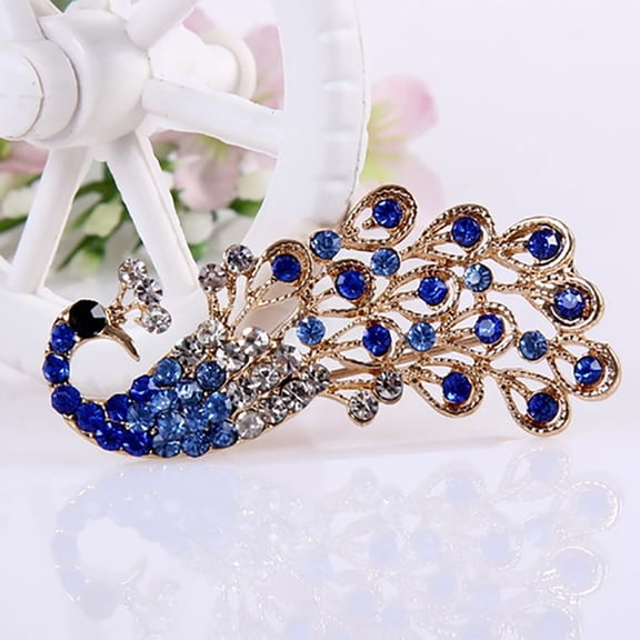 Yesbay Brooch Pin Shiny Lovely Women Fashion Peacock Shape Collar Pin for Wedding