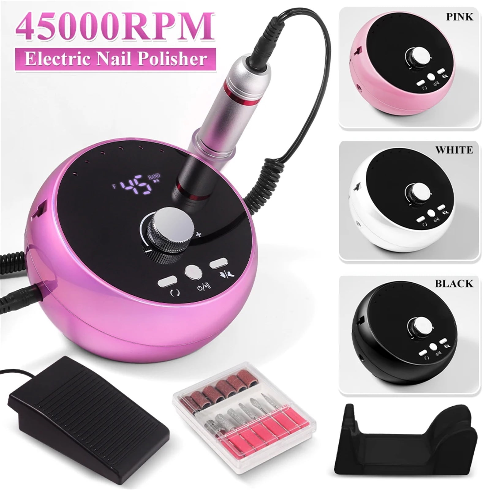 45000RPM Professional Electric Nail Drill Manicure Machine Low Noise Nails Sander Set Nail Salon Polisher Equipment Tools