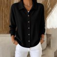 thumbnail image 2 of QIYAGBSA Long Sleeve Shirts for Women Button Down Soft Corduroy Collared Solid Color Casual Fall Winter Layering Tops (Black, 2XL), 2 of 5