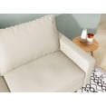 thumbnail image 3 of Koby Home's Collection Luca Modern Futon Sofa, Upholstered in Faux Leather with Track Arms, Cushion Back, and Wooden Legs, Living Room Furniture, Soft White Color, 3 of 4