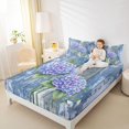 thumbnail image 2 of Manfei Garden Hydrangea Fitted Sheet, Cute Flower Queen Bedding, Dusty Blue Hydrangea 3 Pieces, 1 Fitted Sheet and 2 Pillowcases, 2 of 6