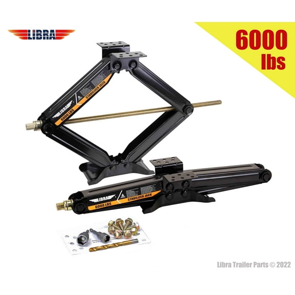 LIBRA Steel 6000 lb Capacity RV Stabilizers Dual Sockets Mounting Kit, Black, 2 Pack