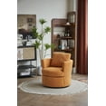 thumbnail image 3 of 29.5"W Swivel Barrel Chair, Comfy Round Sofa Chair with Back Pillow, Upholstered Accent Chair with Padded Cushions, Leisure Armchair Barrel Club Chair for Nursery, Hotel, Bedroom, Yellow, 3 of 9