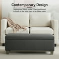 thumbnail image 4 of 41'' Faux Leather Storage Ottoman Bench, Rectangle Upholstered Storage Bench with Wooden Legs, Stitch Tufted Bench with Storage for Bedroom, Living Room, Entryway, Dark Grey, 4 of 9