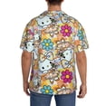 thumbnail image 3 of Lsque Sanrio print Men's Cuban Collar Short Sleeve Shirt Summer Beachwear Casual Button Down Fashionable Vacation Leisure Shirt-Small, 3 of 7