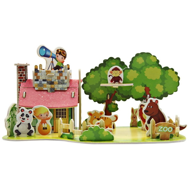 pitrice Modèle de Maison d'Assemblage en Papier 3D pour Enfants, Jouet Éducatif Précoce Type 3