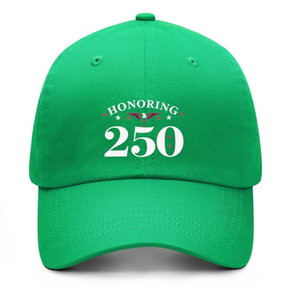 USA 250th Anniversary Patriotic Light-green Baseball Hat with Lightweight Printed Design and Adjustable Back Closure for Comfortable All Day Wear