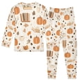 thumbnail image 2 of FORMRS Long Sleeve Top and Pants Pajama Set for Niños 2-Piece Sleepwear, Sizes 18M-8Y, Orange Fall Pumpkin, 2 of 6