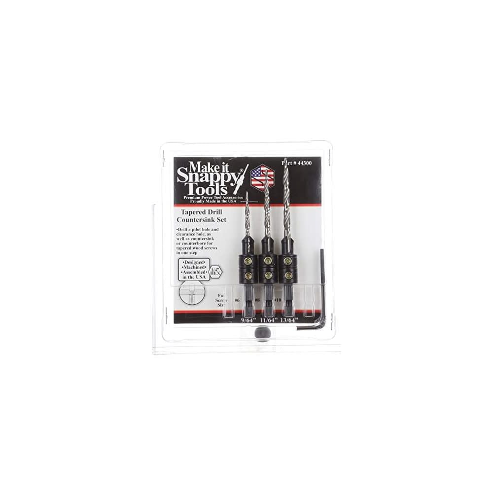 Make It Snappy Drill Bit 1/4In Hex Tapered Drill Countersink Set 3Pc