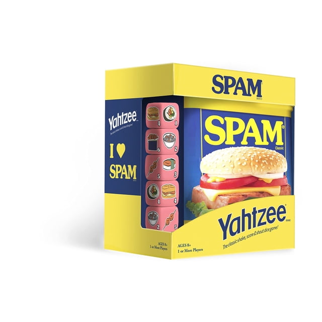 Juego coleccionable de Yahtzee YAHTZEE Spam Brand con dados personalizados