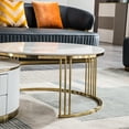 thumbnail image 5 of Round Nesting Coffee Table Set of 2, 31.5" Faux Marble Tea Table with 2 Drawers for Living Room, Office, 5 of 7