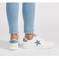 thumbnail image 5 of LUCKY STEP Stylish Star Low Top Lace Up Sneaker Comfort Walking Shoes,White/Denim Blue PU,Womens, 5 of 10