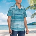 thumbnail image 2 of Lsque Teal Turquoise Fluid Stripes pattern Hawaiian Shirt for Men, Unisex Summer Beach Casual Short Sleeve Button Down Shirts-Medium, 2 of 9