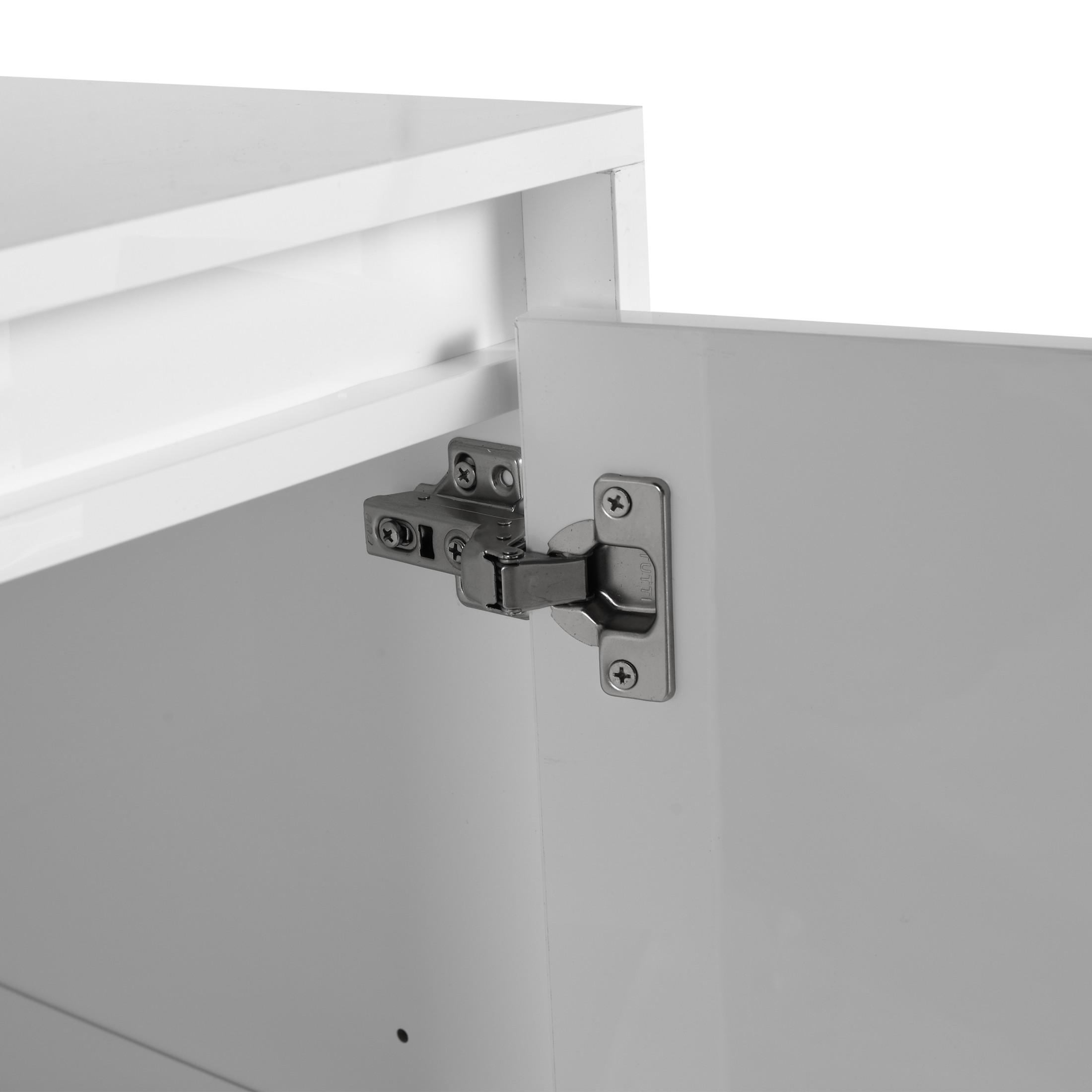 Noble House 12" Freestanding Bathroom Storage Cabinet, Soft-Close Door, Adjustable Shelf, Hidden Handle, Glossy White