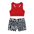 thumbnail image 3 of Hansber Kids Girls 2PCS Active Outfits Workout Racer Back Sports Bra Top with Shorts for Gymnastic Red XXL, 3 of 7