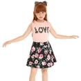 thumbnail image 2 of LittleSpring Pink Floral Tank Top and Skirt Set, Little Girls' Casual Outfit, Size 7-8, 2 of 6