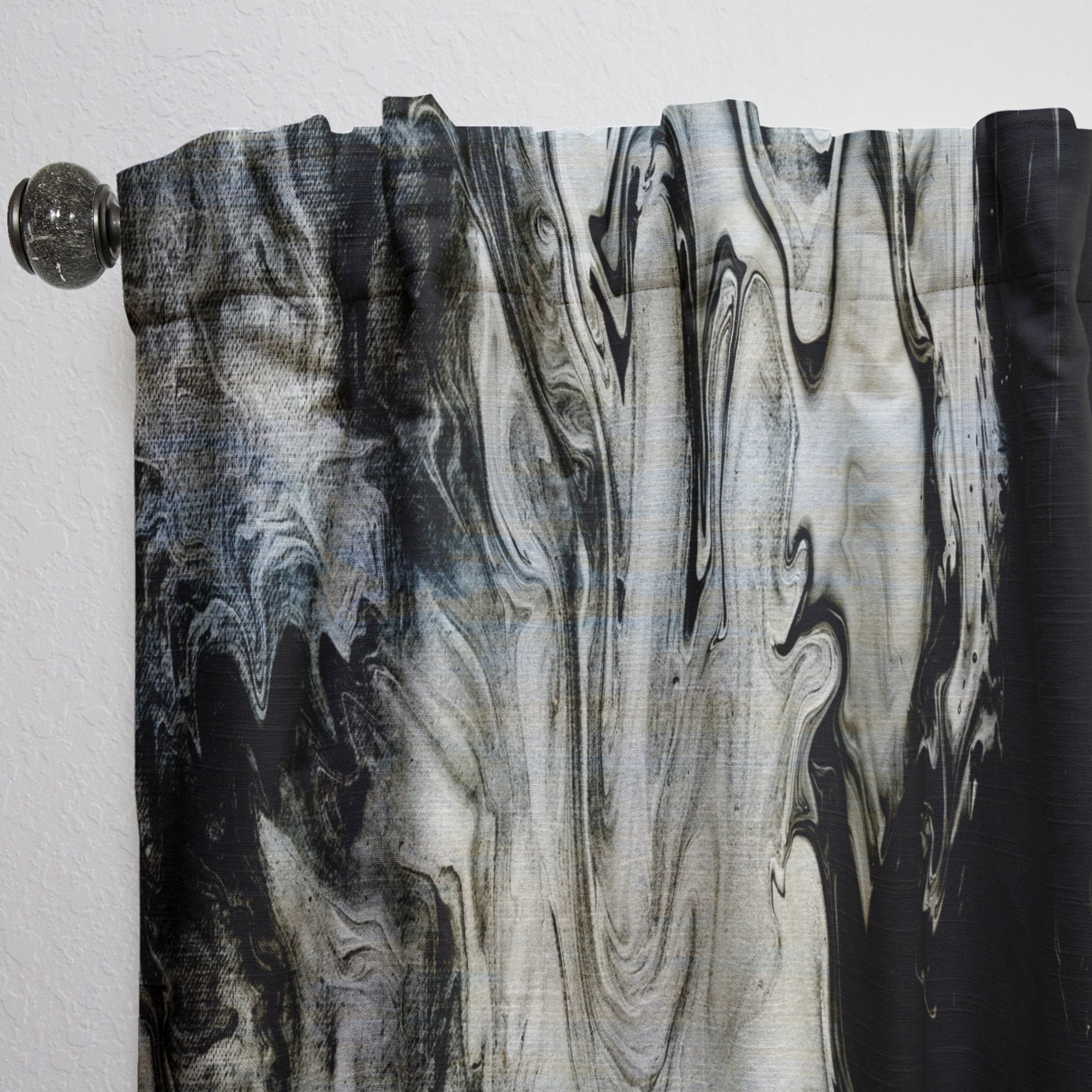Designart 'Grey, White and White Marble Acrylic VII' Modern Curtain Panel
