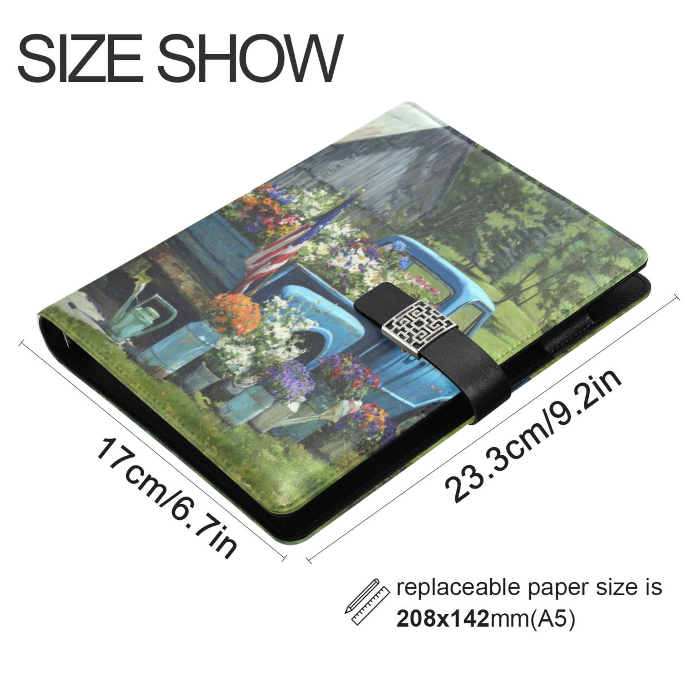 Leather Planner Leather Notebook Notebook Journal Binder Design Pen Pocket Design Convenient for Storage Blue Truck Full
