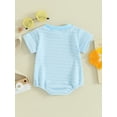 thumbnail image 4 of Bslissey Newborn Baby Boys Girls Summer Romper 3M 6M 12M 18M Knitted Cable Short Sleeve Jumpsuit Infant Crew Neck Solid Color T-shirt Bodysuit Toddler Casual Clothes, 4 of 9