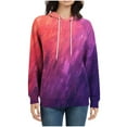 thumbnail image 4 of Trendy Hoodies Women Hearts Striped Print Sweatshirt with Pocket Loose Long Sleeve Drawstring Cute Pullover Tops (XL, Purple 01), 4 of 6