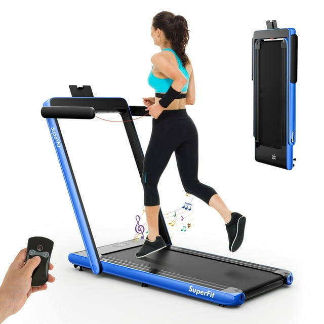 Gymax Motorized Treadmill Folding Under Desk Electric Treadmill w/ APP Blue