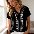 thumbnail image 5 of cocolona Womens Summer Linen V Neck Tops Short Sleeve Embroidery Shirts Trendy Casual Loose Blouses, 5 of 7