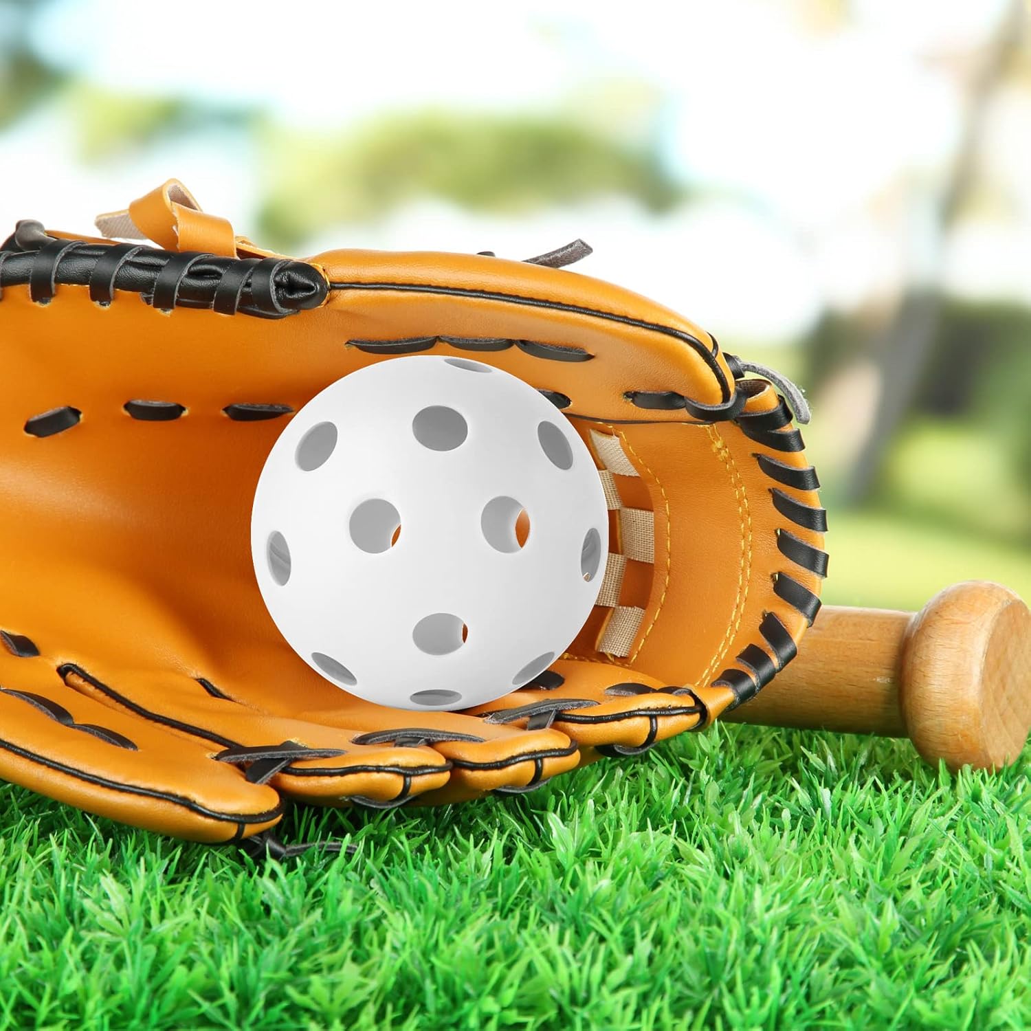 12/100 Pack Baseball Practice Balls Plastic Training Balls Lightweight Hollow Softballs with a Drawstring Bag for Hitting, Baseball Training Indoor Outdoor Use