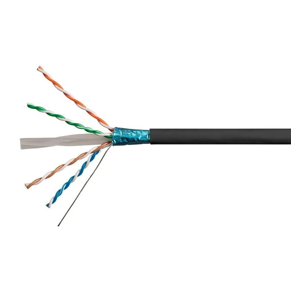 Monoprice Cat6A Ethernet Bulk Cable - 1000 Feet - Black | Network Internet Cord - Solid, 550Mhz, FTP, CMR, Pure Bare Copper Wire, 10G, 23AWG, No Logo