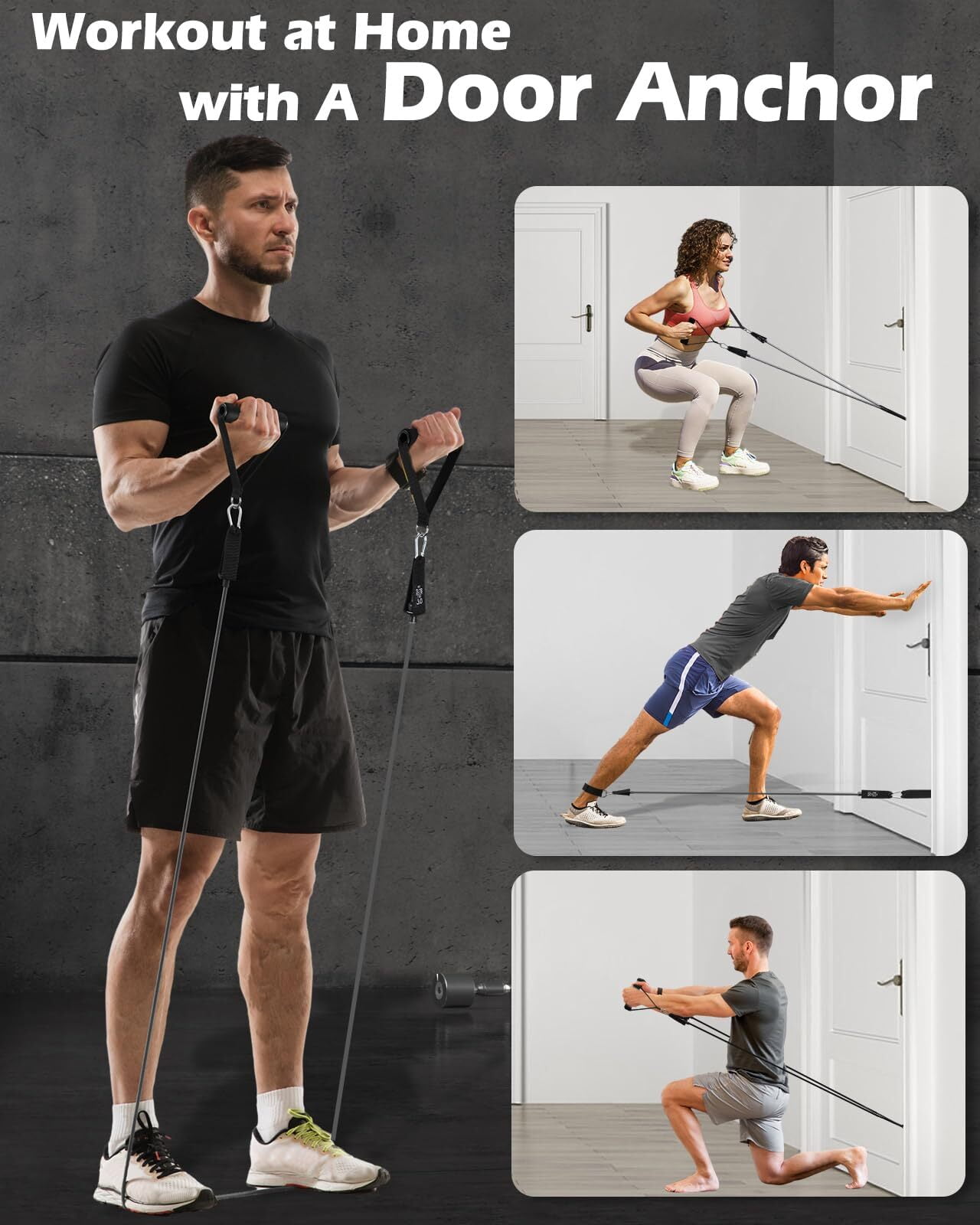 Zacro Resistance Bands Set, 270 lbs Heavy Exercise Resistance Bands with Handles Door Anchor for Muscle Training Stretching Workout Bands for Home Gym