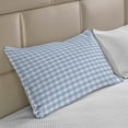 thumbnail image 2 of Checkered Knitted Quilt Pillowcover, Little Squares and Stripes Pastel Color Gingham Repeating Rows Vintage Tile, Standard King Size Pillow Cover for Bedroom, 36" x 20", Pale Blue White, by Ambesonne, 2 of 2