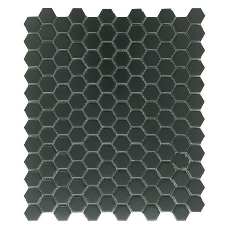 Black Matte Porcelain Mosaic Hexagon Floor and Wall Tile 1 Sheet 10.25