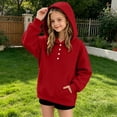 thumbnail image 3 of RYRJJ Girls Boys Snap Button Hooded Sweatshirt Long Sleeve Kangaroo Pocket Oversized Hoodies Loose Kids Casual Pullover Tops, 3 of 6