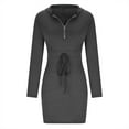 thumbnail image 1 of AherBiu Robe de Sport pour Femmes à Manches Longues, Demi-Fermeture Éclair, Col en V, à Capuche, Ajustée, Décontractée, Mini, 1 of 5