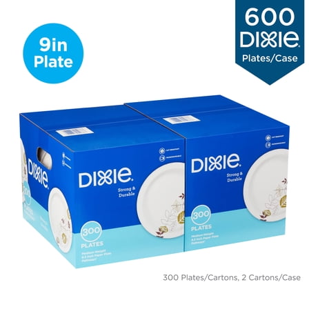 Dixie® 8.5" Medium-Weight Paper Plates, UX9PATHPB, 300 Plates per Pack, 2 Packs per Case