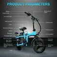 thumbnail image 6 of MAXT 14" Folding Electric Bike for Adults, 500W Motor Peak 750W, 48V20Ah, 20MPH, 50-Miles, 330lb Load, 50+ US Service Stores Commuting E Bike for Adults with Removable Battery, Front Basket Blue, 6 of 9