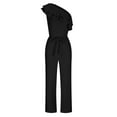 thumbnail image 5 of aidice Summer Romper for Women Dressy off Shoulder Ruffle Fitting Split Side Belt Casual Pants Jumpsuits, 5 of 8