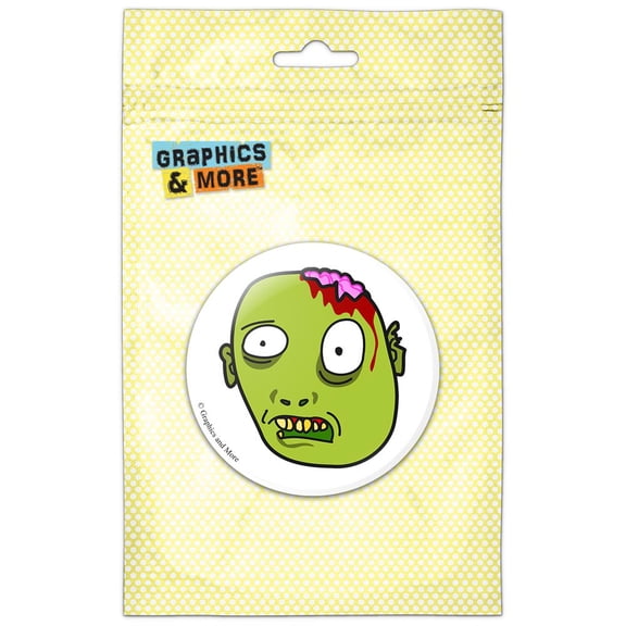 Zombie Head Green Pinback Button Pin Badge
